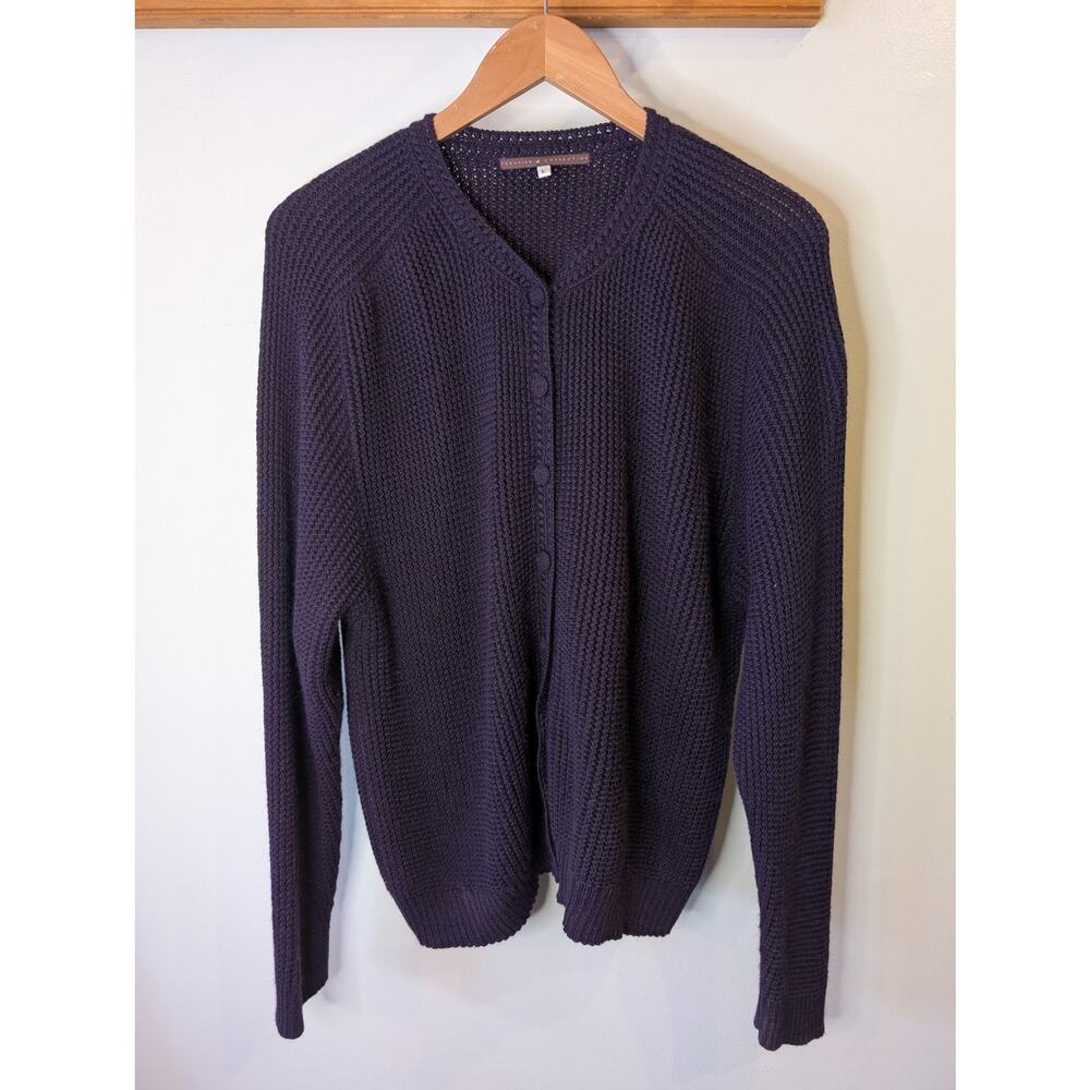 Peruvian Connection Baby Alpaca Wool Cardigan Purple Chunky Knit AS-IS L